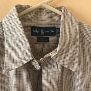 Ralph Lauren Brown/ white buttons up shirt
